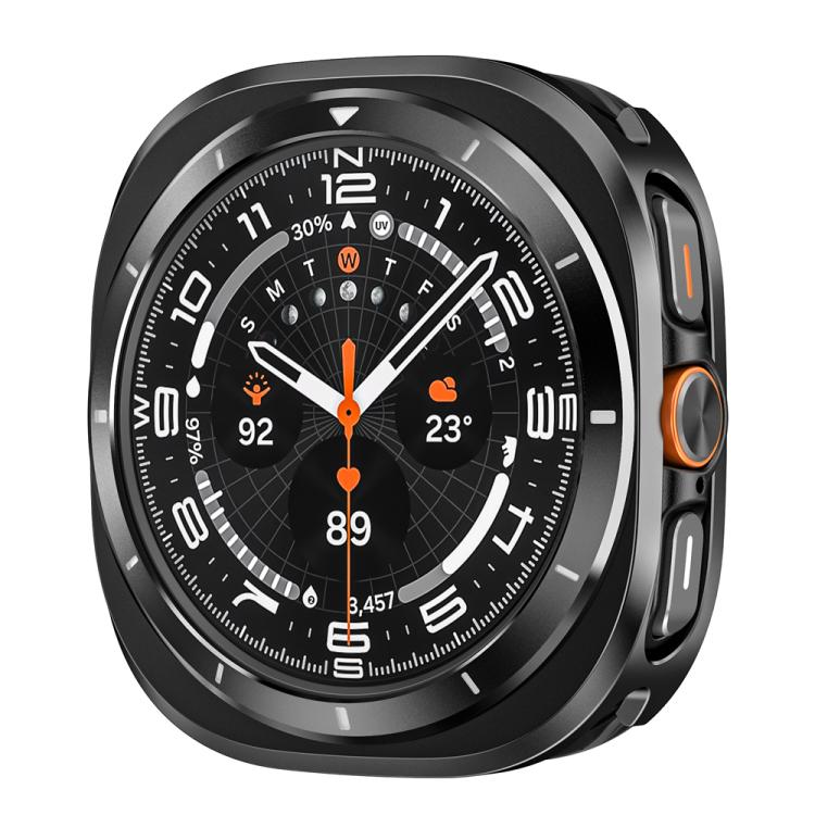 For Samsung Galaxy Watch Ultra 47mm Aluminum Alloy Metal PC Watch Protective Case(Black White)