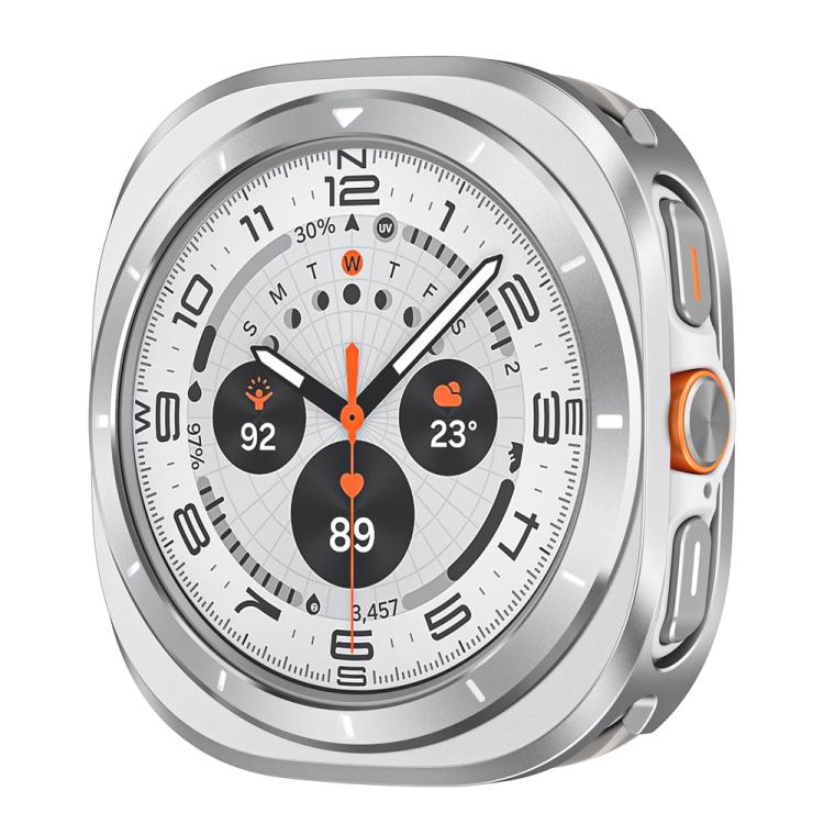 For Samsung Galaxy Watch Ultra 47mm Aluminum Alloy Metal PC Watch Protective Case(Silver Orange)