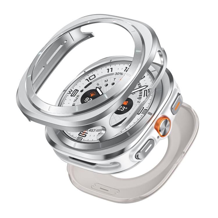 For Samsung Galaxy Watch Ultra 47mm Aluminum Alloy Metal PC Watch Protective Case(Silver Orange)