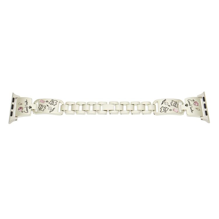 For Apple Watch 42mm / 41mm / 40mm / 38mm Colored Diamond Cat Stainless Steel Watch Band(Starlight)