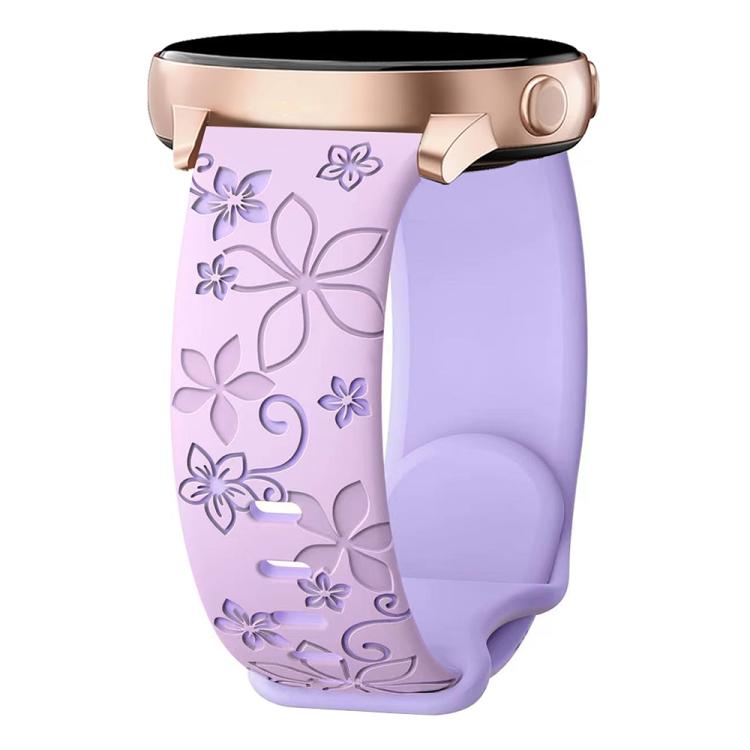 20mm Two Color Bauhinia Embossed Silicone Watch Band(Lavender+Violet)