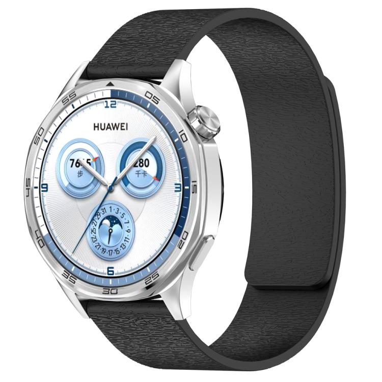 22mm Cloud Wood Grain Silicone Magnetic Watch Band(Black)
