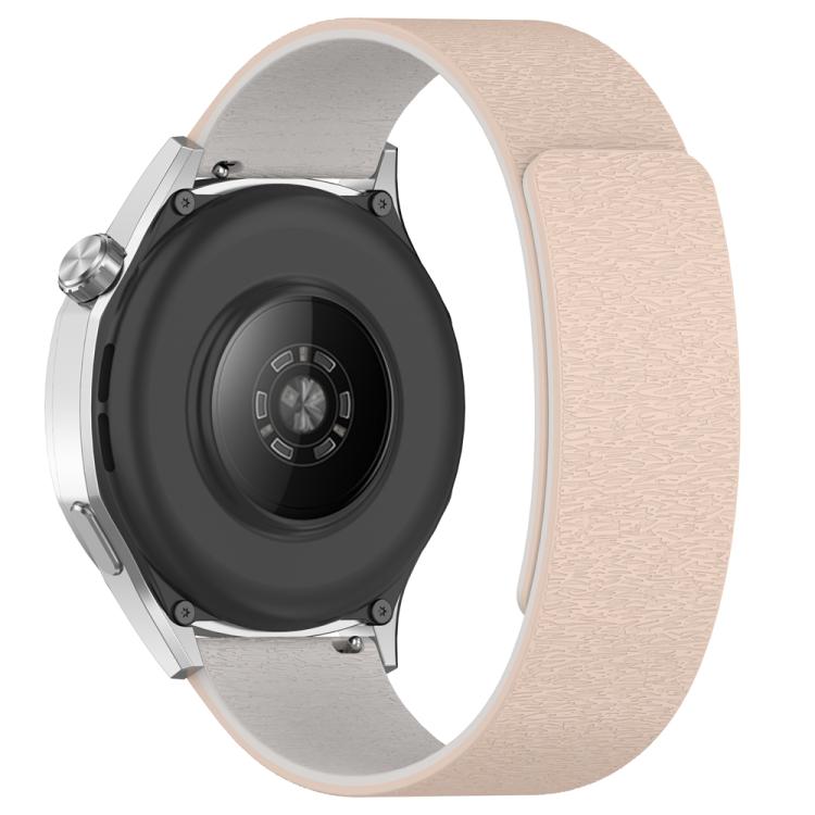 22mm Cloud Wood Grain Silicone Magnetic Watch Band(Milk Tea Rock White)