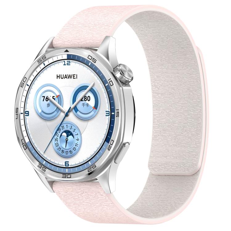 22mm Cloud Wood Grain Silicone Magnetic Watch Band(Pink Starlight)