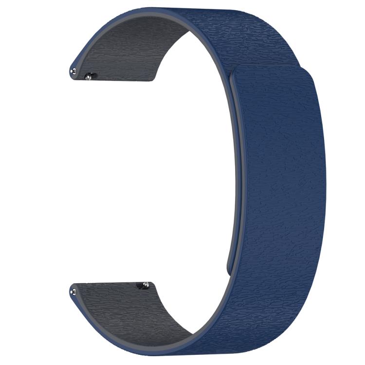 22mm Cloud Wood Grain Silicone Magnetic Watch Band(Midnight Blue Grey)