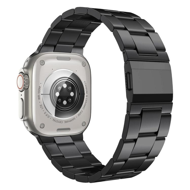 For Apple Watch 46mm / 49mm / 45mm / 44mm Norman Clasp Three-Link Titanium Alloy Watch Band(Black)