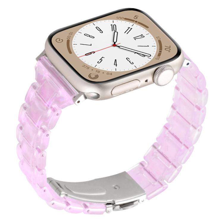 For Apple Watch 42mm / 41mm / 40mm / 38mm Small Waist Rhombus Three-bead Resin Watch Band(Gradient Pink)