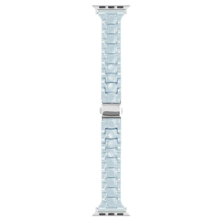 For Apple Watch 42mm / 41mm / 40mm / 38mm Small Waist Rhombus Three-bead Resin Watch Band(Turquoize)