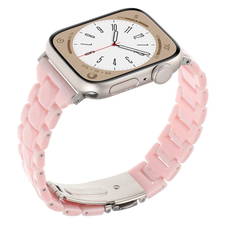 For Apple Watch 42mm / 41mm / 40mm / 38mm Small Waist Rhombus Three-bead Resin Watch Band(Pink)