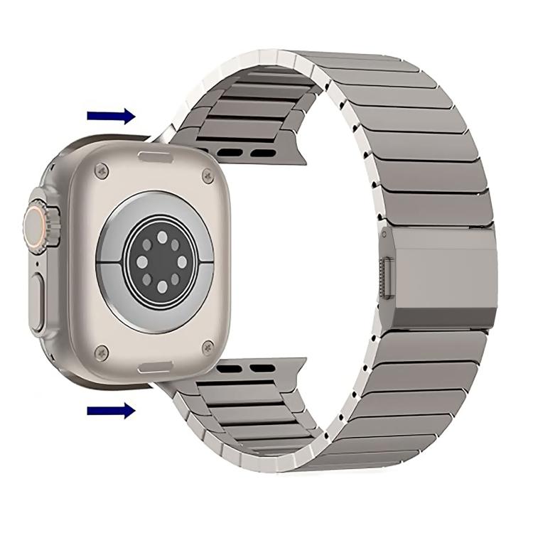 For Apple Watch 46mm / 49mm / 45mm / 44mm Bamboo Norman Buckle Pure Titanium Watch Band(Silver)