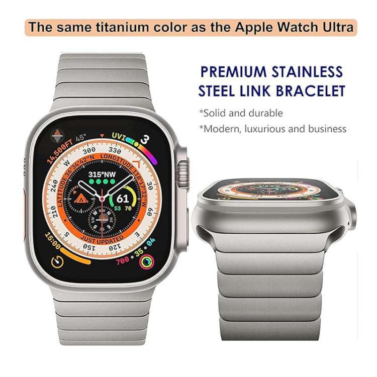 For Apple Watch 46mm / 49mm / 45mm / 44mm Bamboo Norman Buckle Pure Titanium Watch Band(Silver) - free shipping - PMC TechLife - Order now!
