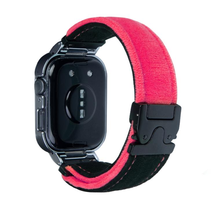 For Huawei Watch Fit3 Brushed Metal Silver Frame Watch Band(Black Red)