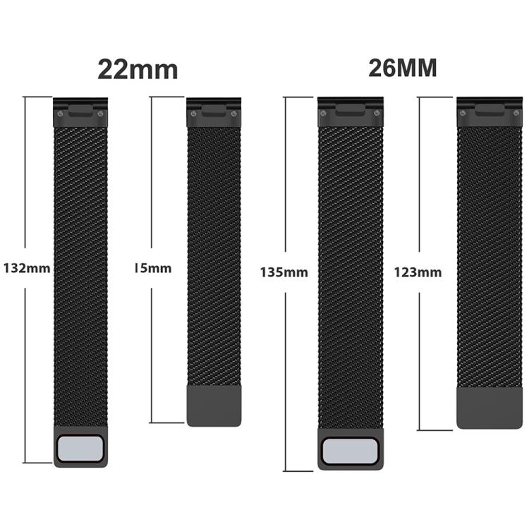 For Garmin Watch 22mm Milanese Dual Section Magnetic Metal Watch Band(Silver) - free shipping - PMC TechLife - Order now!