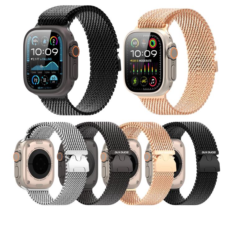 For Apple Watch 46mm / 49mm / 45mm / 44mm DUX DUCIS Milanese Air Series Stainless Steel Magnetic Watch Strap(Rose Gold) - free shipping - PMC TechLife - Order now!