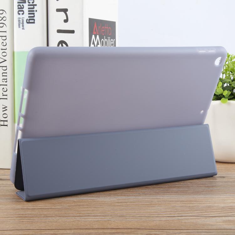 For iPad 10.2 2021 / 2020 / 2019 GEBEI 3-folding Holder Shockproof Flip Leather Tablet Case(Lavender Purple)