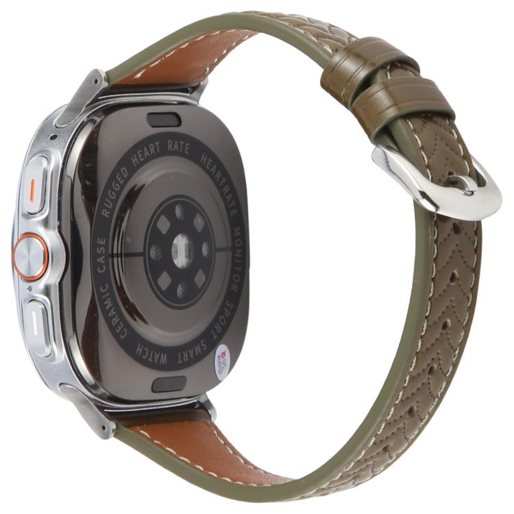 For Samsung Galaxy Watch Ultra 47mm Metal Connector Heart-Shaped Embossed Leather Watch Band(Retro Green)