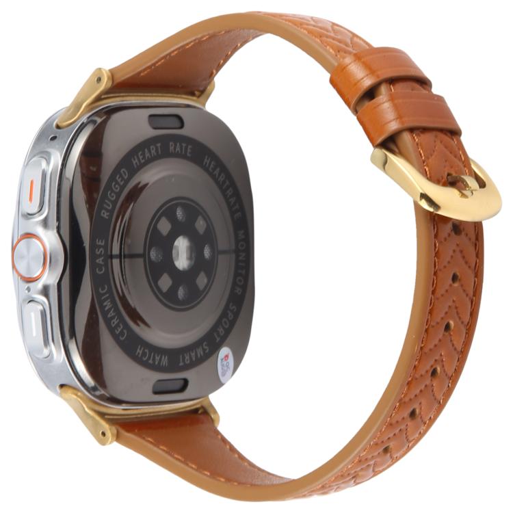 For Samsung Galaxy Watch Ultra 47mm Metal Connector Heart-Shaped Embossed Leather Watch Band(Brown)