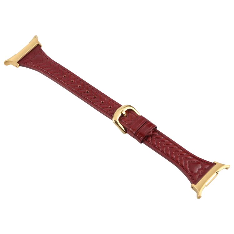 For Samsung Galaxy Watch Ultra 47mm / Ultra 2025 Metal Connector Heart-Shaped Embossed Leather Watch Band(Wine Red)