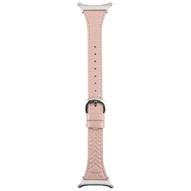 For Samsung Galaxy Watch Ultra 47mm Metal Connector Heart-Shaped Embossed Leather Watch Band(Pink)