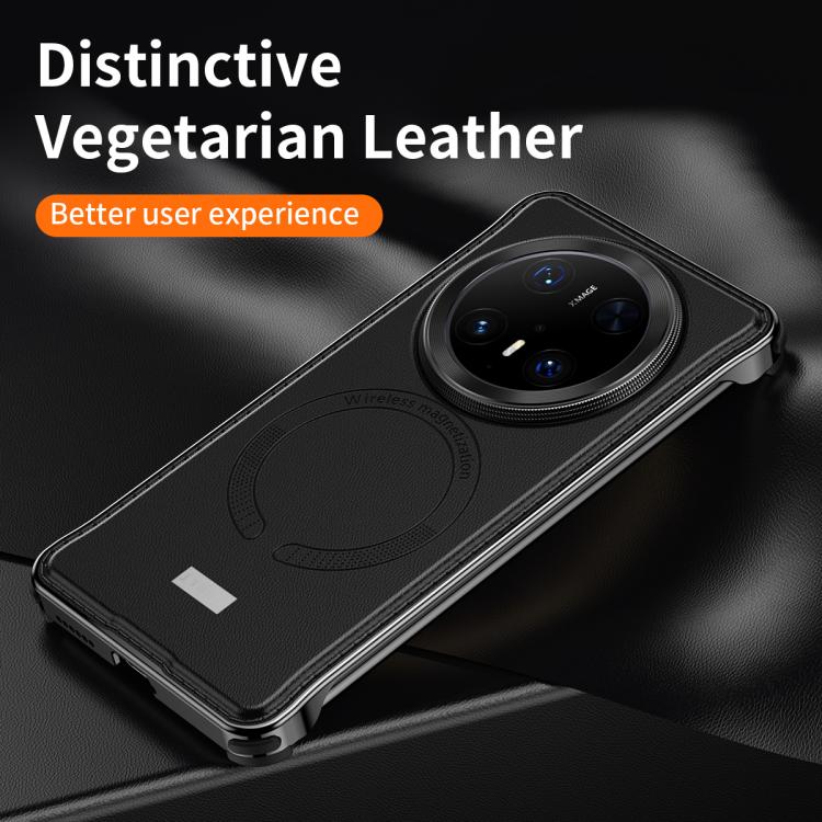 For Huawei Mate 70 Pro Metal Frameless MagSafe Leather Phone Case(Black)