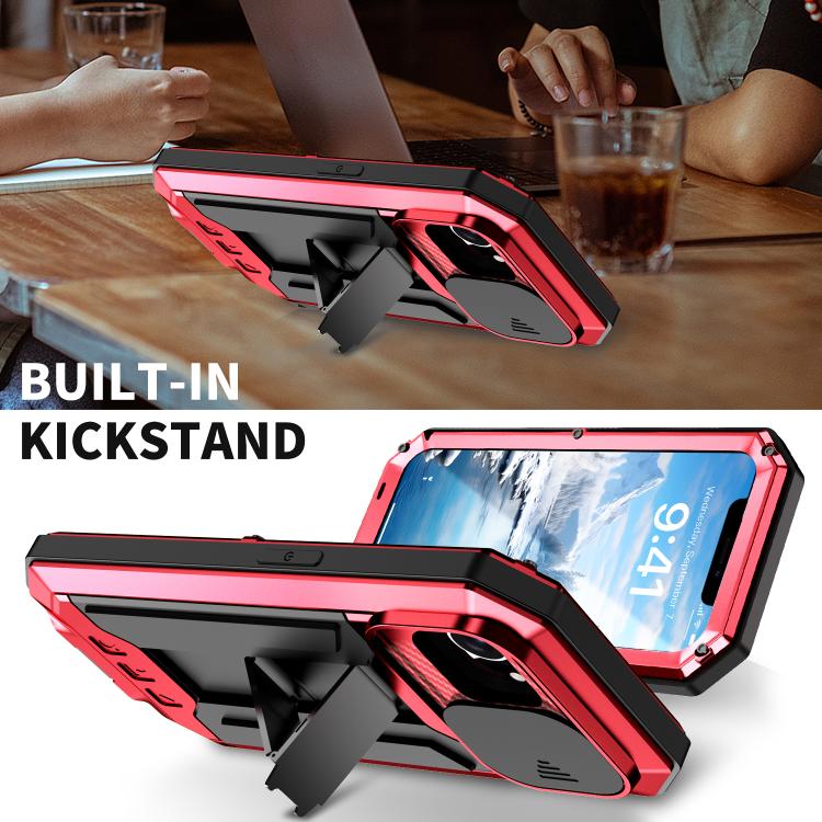 For iPhone 16e Sliding Camera IP68 Water-resistant Holder Phone Case(Red)