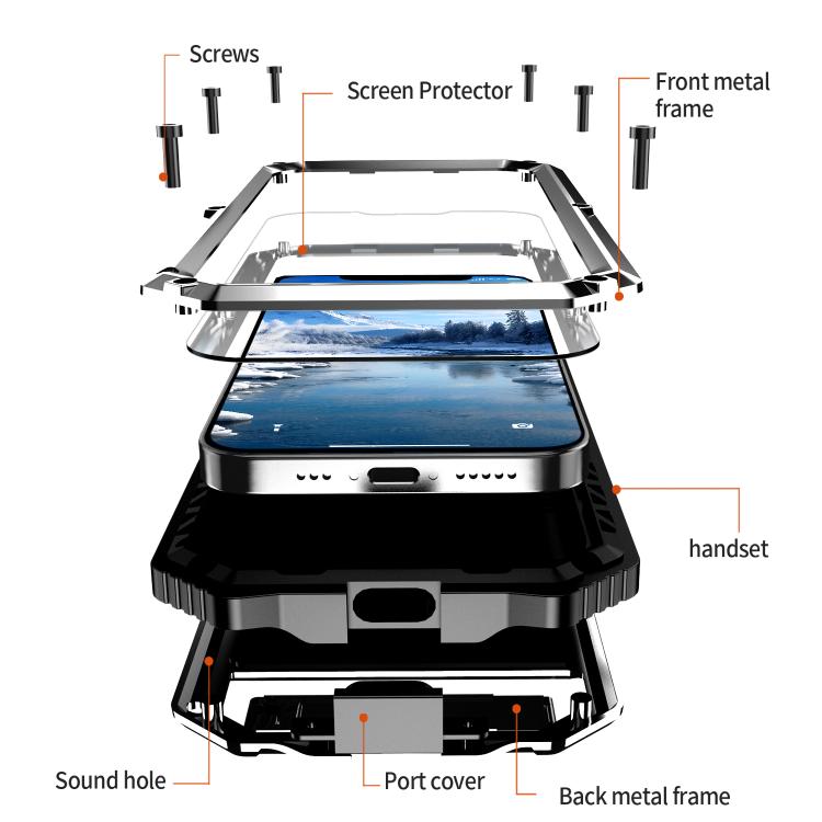 For iPhone 16e IP68 Water-resistant Dustproof Shockproof Holder Phone Case(Silver)