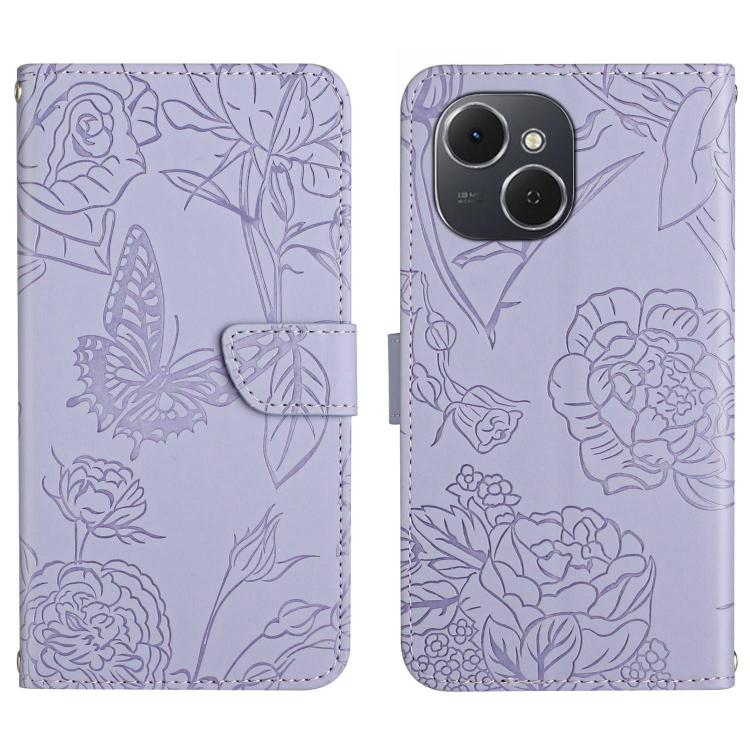For Tecno Spark 40C Skin Feel Butterfly Embossed Flip Leather Phone Case(Purple)