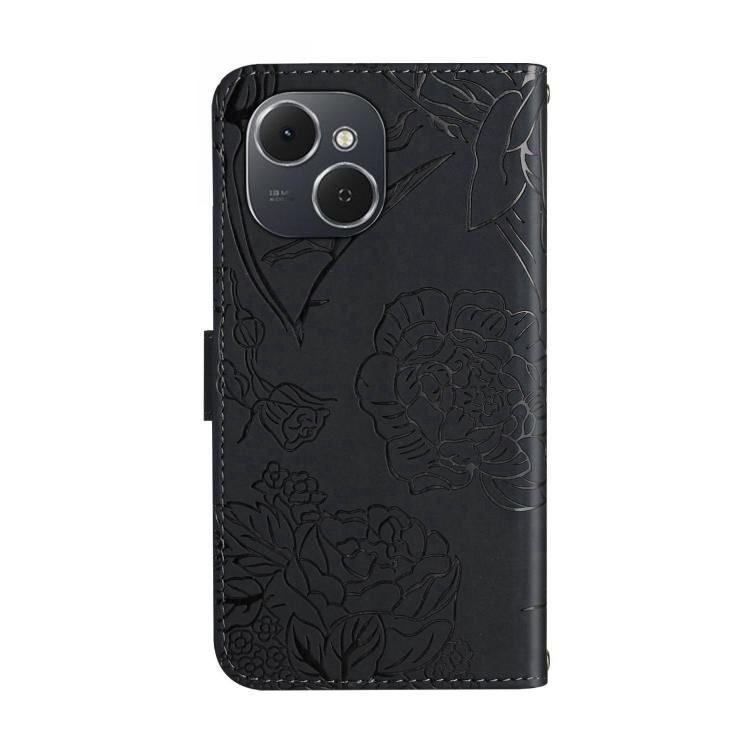 For Tecno Spark 40C Skin Feel Butterfly Embossed Flip Leather Phone Case(Black)