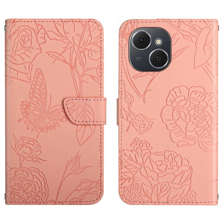 For Tecno Spark 40C Skin Feel Butterfly Embossed Flip Leather Phone Case(Pink)