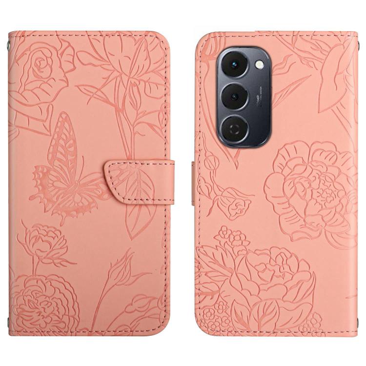 For Tecno Spark 40 Pro+ 4G Skin Feel Butterfly Embossed Flip Leather Phone Case(Pink)