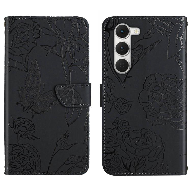 For Tecno Spark 40 Pro 4G Skin Feel Butterfly Embossed Flip Leather Phone Case(Black)