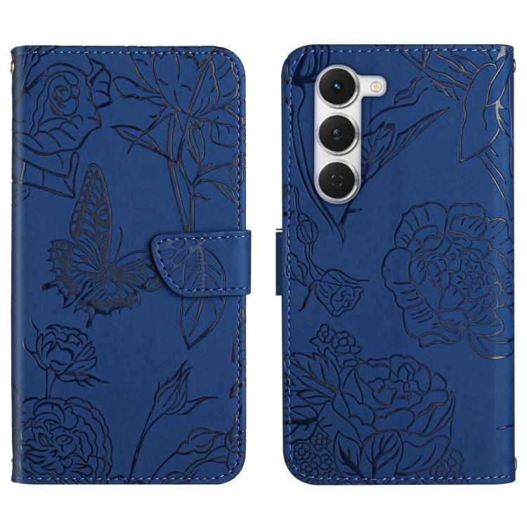 For Tecno Spark 40 Pro 4G Skin Feel Butterfly Embossed Flip Leather Phone Case(Blue)