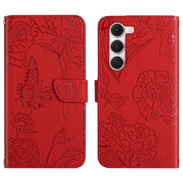 For Tecno Spark 40 Pro 4G Skin Feel Butterfly Embossed Flip Leather Phone Case(Red)
