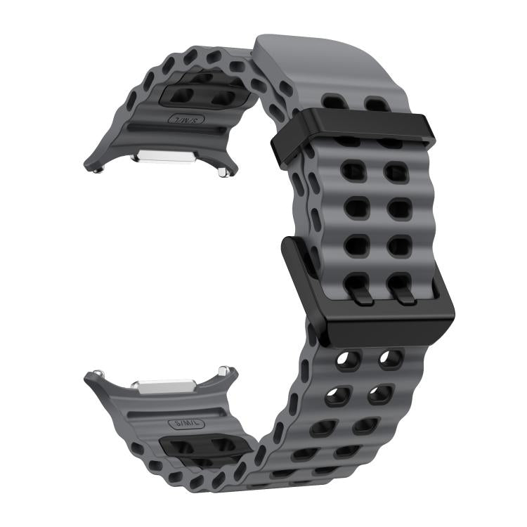 For Samsung Galaxy Watch Ultra 47mm / Ultra 2025 Kalebol Ocean Two-tone Silicone Strap(Coal Black)