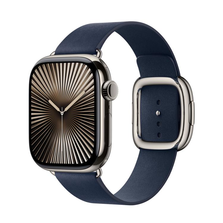 For Apple Watch 46mm / 49mm / 45mm / 44mm Modern Style Leather Watch Band(Dark Blue)