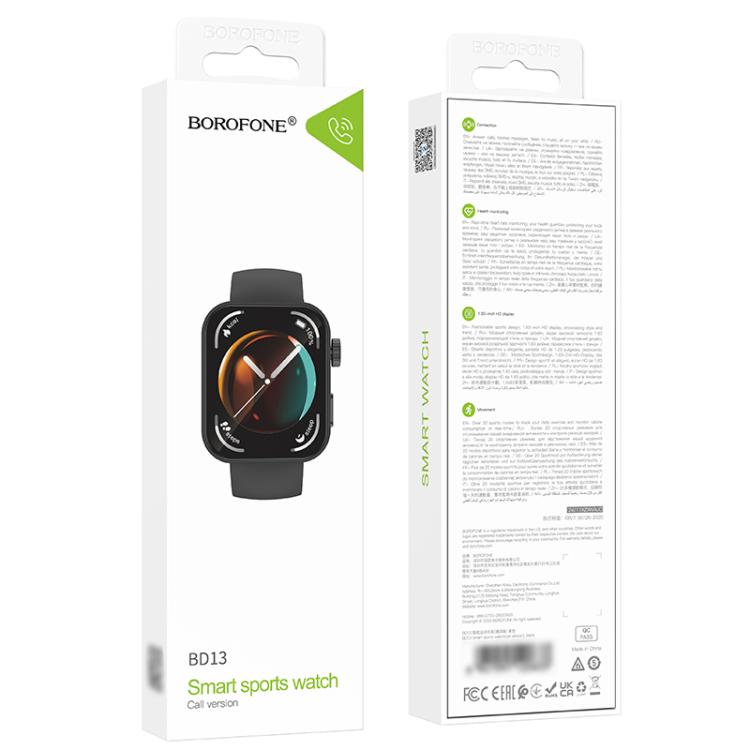 BOROFONE BD13 Smart Sports Watch, 1.83 inch Screen, Support BT Call(Black) - free shipping - PMC Jewellery - Order now!