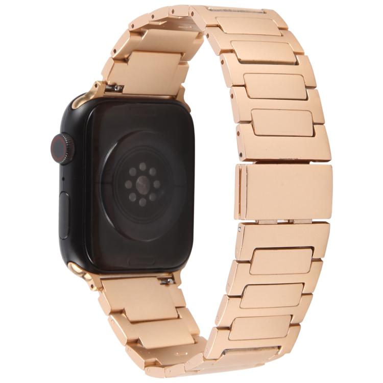 For Apple Watch 42mm / 41mm / 40mm / 38mm I-Shaped Folding Magnetic Buckle Metal Watch Band(Rose Gold)