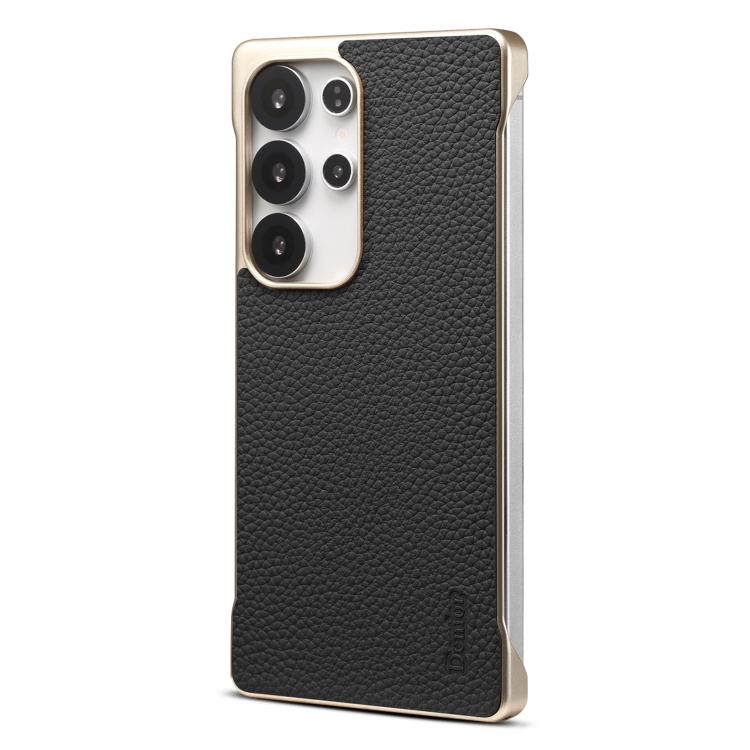 For Samsung Galaxy S25 Ultra 5G Denior A20 Genuine Leather Litchi Texture MagSafe Frameless Phone Case(Black)