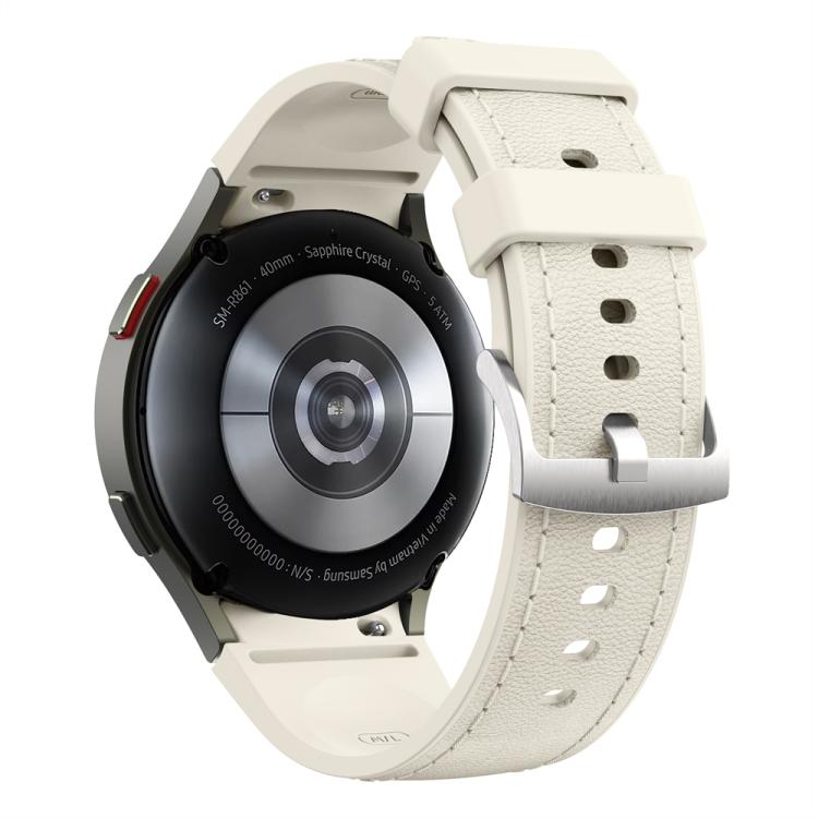 For Samsung Galaxy Watch 7 / 6 / 5 / 4 Silver Pin Buckle Leather Silicone Watch Band(Starlight)