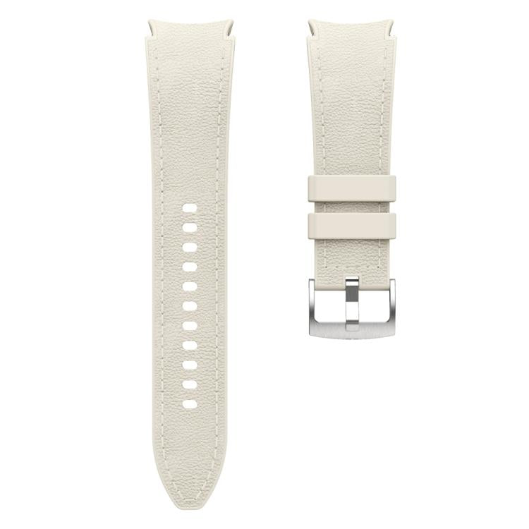 For Samsung Galaxy Watch 7 / 6 / 5 / 4 Silver Pin Buckle Leather Silicone Watch Band(Starlight)