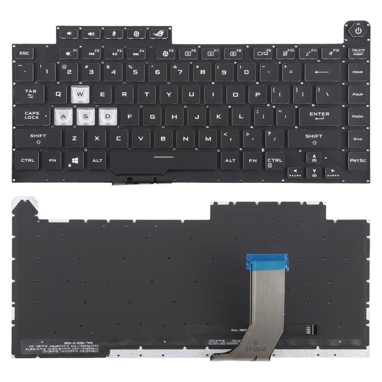 US Version Colorful 16 Pin Backlit Laptop Keyboard for Asus ROG Strix Scar G512 G512LV G512LW G512LI(Transparent keycaps)