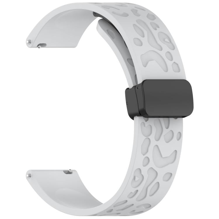 22mm Kalebol Universal Leopard Print Magnetic Folding Buckle Silicone Strap(Light Grey)