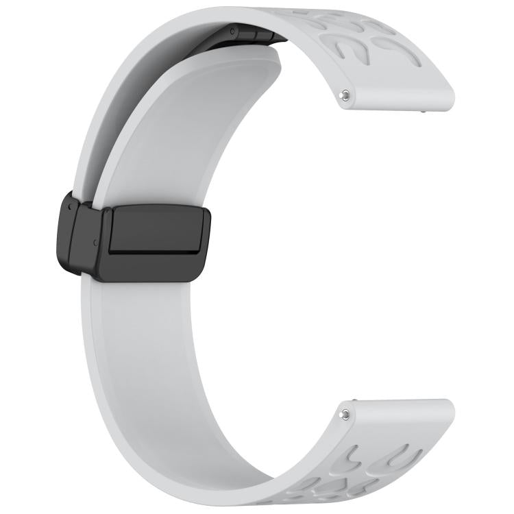 22mm Kalebol Universal Leopard Print Magnetic Folding Buckle Silicone Strap(Light Grey)