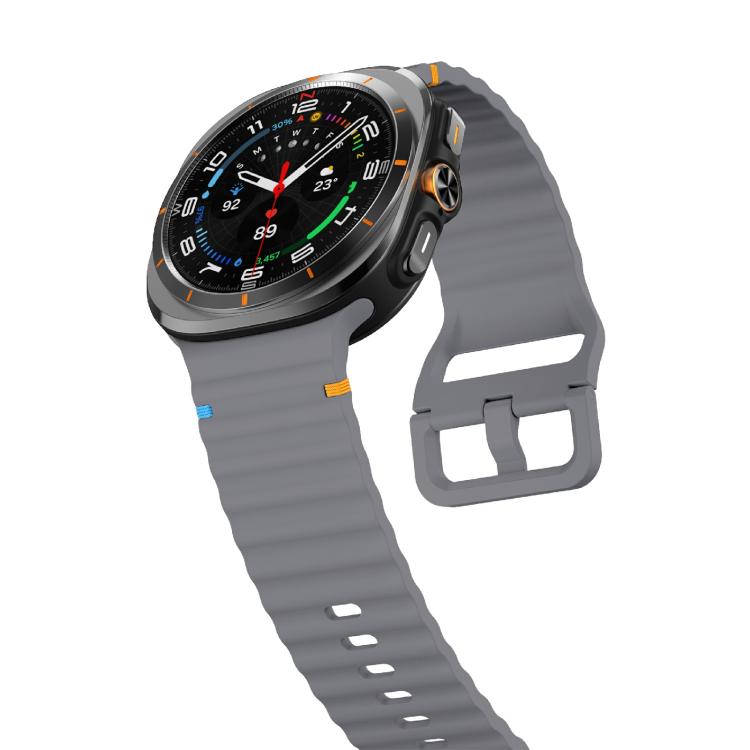 For Samsung Galaxy Watch Ultra 47mm / Ultra 2025 Kalebol Wave Stitching Silicone Strap(Space Grey)