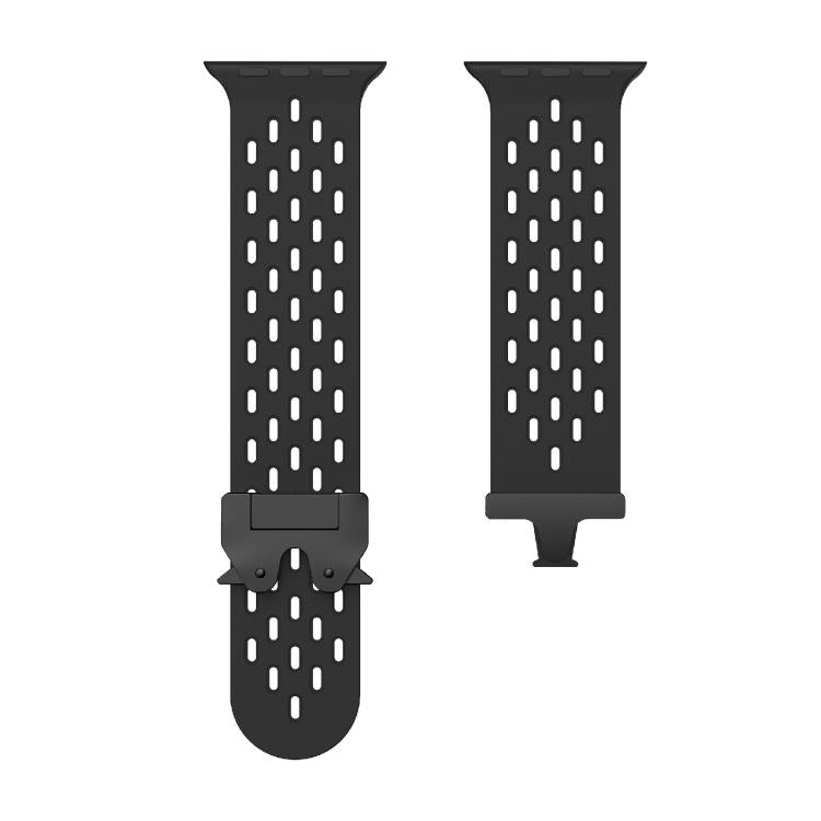For Apple Watch 46mm / 49mm / 45mm / 44mm Kalebol Mesh Umbrella Buckle Silicone Watch Strap(Black)