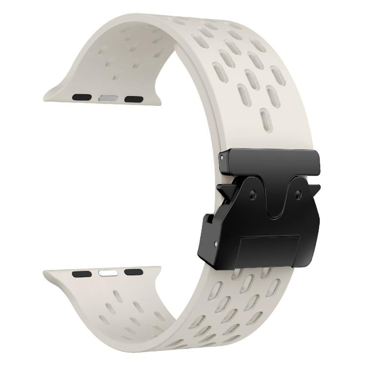 For Apple Watch 46mm / 49mm / 45mm / 44mm Kalebol Mesh Umbrella Buckle Silicone Watch Strap(Starlight)