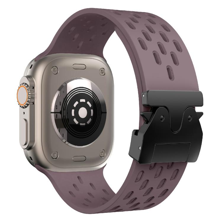 For Apple Watch 46mm / 49mm / 45mm / 44mm Kalebol Mesh Umbrella Buckle Silicone Watch Strap(Smoky Purple)