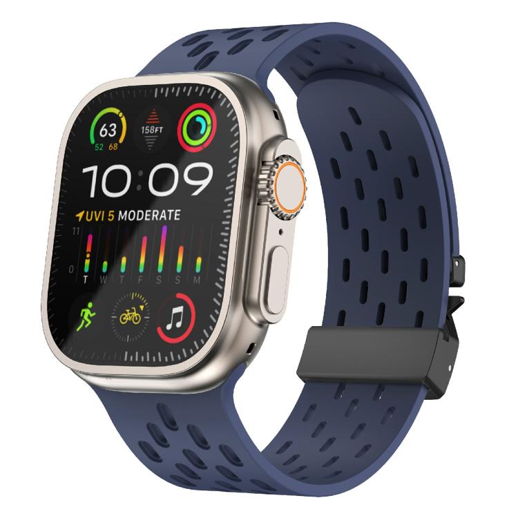 For Apple Watch 42mm / 41mm / 40mm / 38mm Kalebol Mesh Umbrella Buckle Silicone Watch Strap(Midnight Blue)