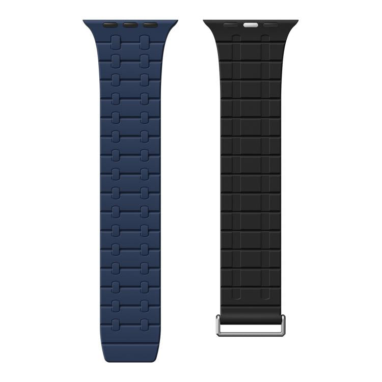 For Apple Watch 46mm / 49mm / 45mm / 44mm Kalebol Magnetic Silicone Watch Strap(Blue Black)
