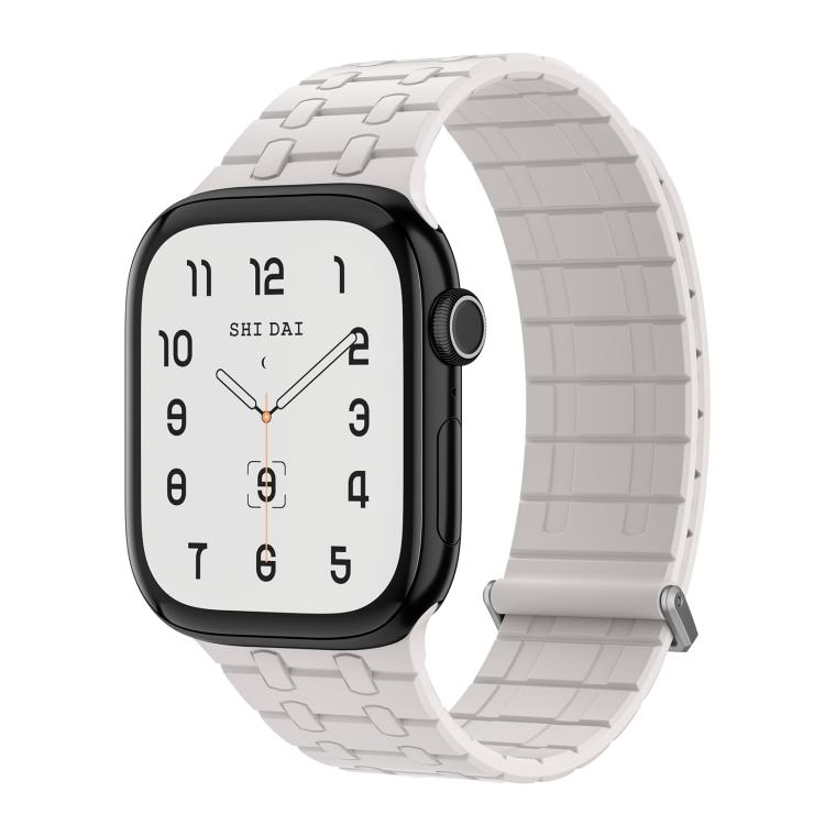 For Apple Watch 46mm / 49mm / 45mm / 44mm Kalebol Magnetic Silicone Watch Strap(Starlight)
